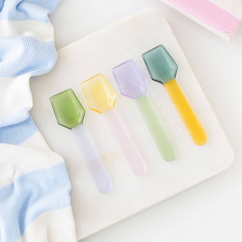 Set of Pastel Glass Dessert Spoons