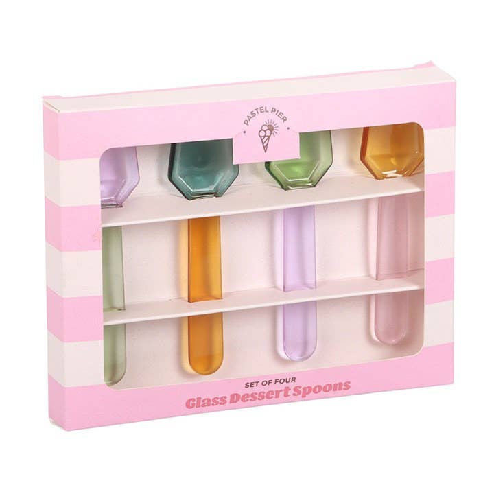 Set of Pastel Glass Dessert Spoons
