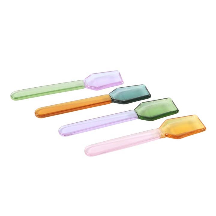 Set of Pastel Glass Dessert Spoons